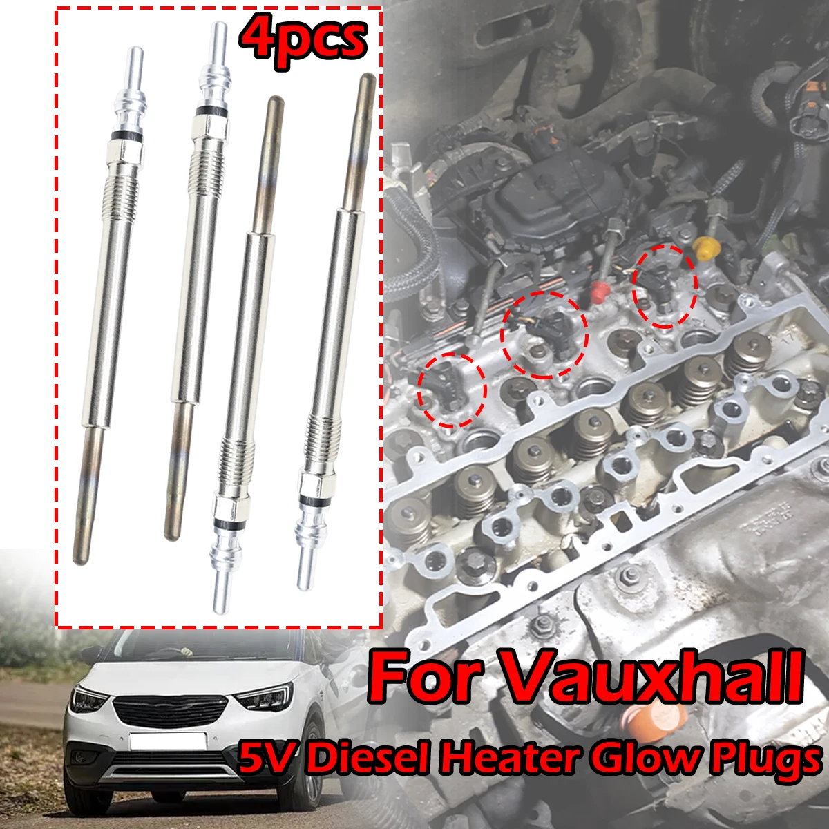 

4pcs/kit For Vauxhall Crossland X Crossland 2017-2021 1.6 Turbo D Vivaro 5V Diesel Heater Nickel Plating Glow Plugs accessories