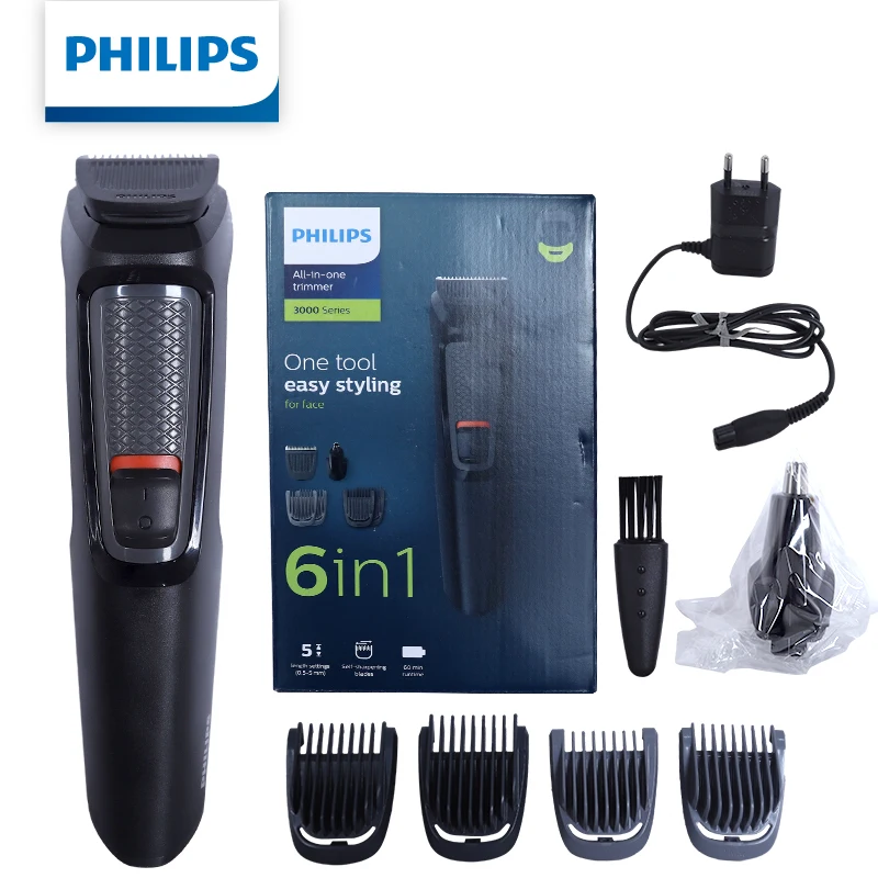 Philips MG3710 All-in-One Multigroom Trimmer 6-in-1 Facial Styling Kit with Nose & Ear Trimmer Electric Shaver