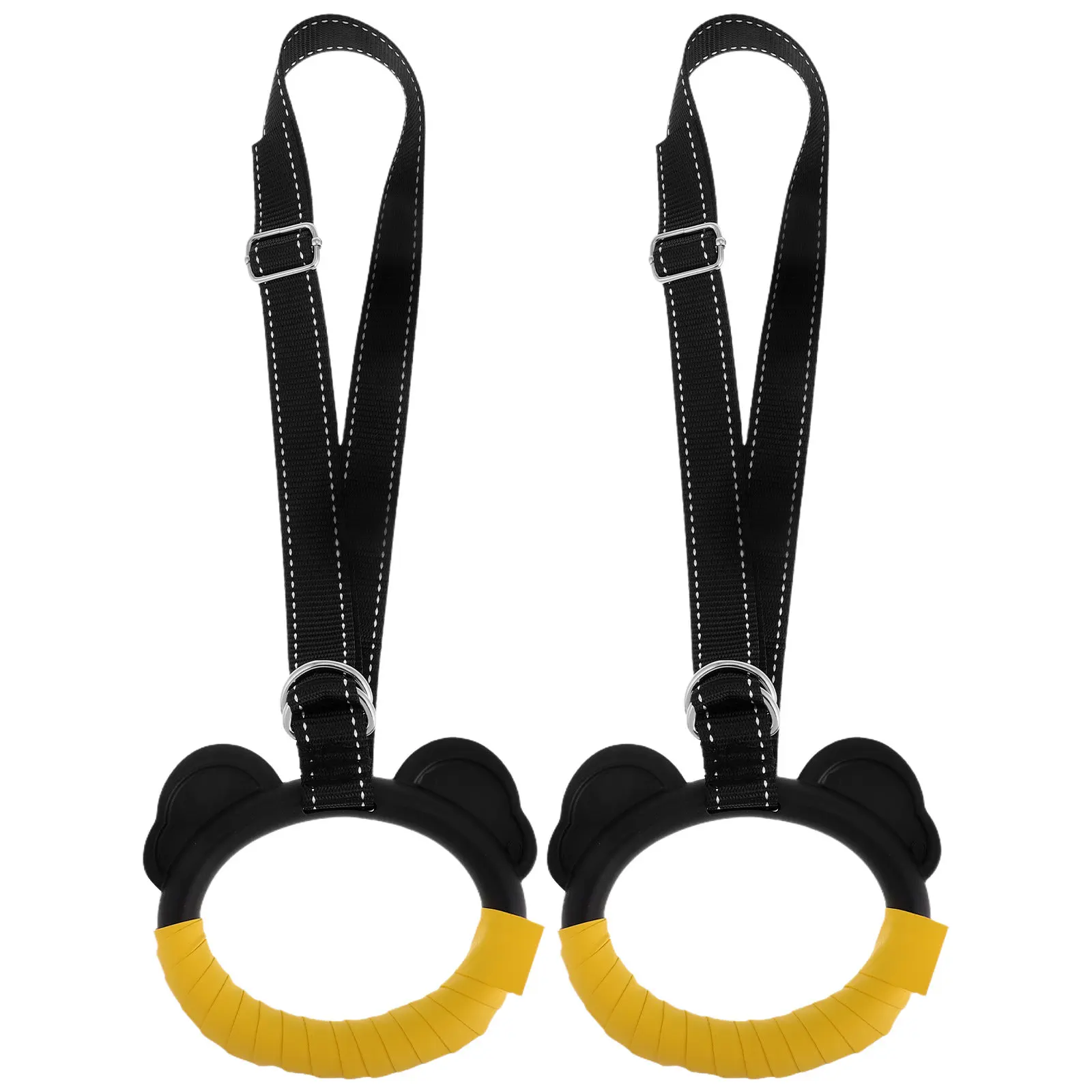 1Pair Pull Up Rings Gymnastic Training Rings Heavy Duty Steel PP Nylon Construction Adjustable Straps for Home Gym