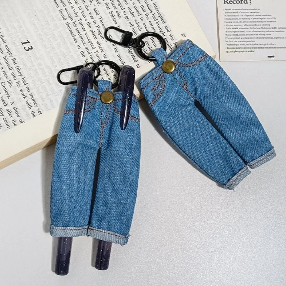Quirky Creative Mini Denim Jeans Pen Holder Denim Blue Lightweight Keychain Skirt Bag Charm Stationery Pouch Office