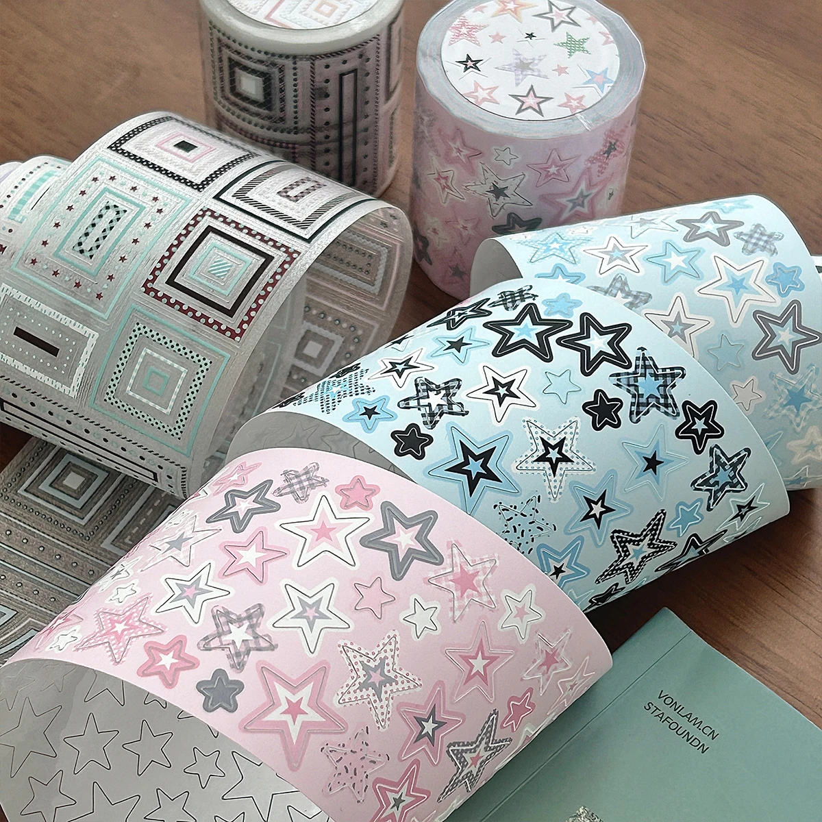 WAKAWAKA Glitter Sand Text Sticker Roll Decorative Stickers Scrapbook Sticker Autumn Vintage Guca Craft Deco Stickers