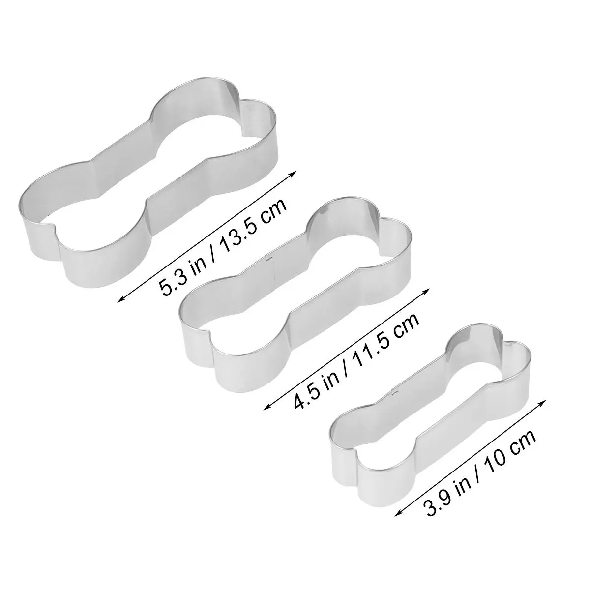 Dog Bone Cookie Cutter Set - 3pcs Stainless Steel Baking Mold for DIY Cookies, Halloween Christmas Birthday
