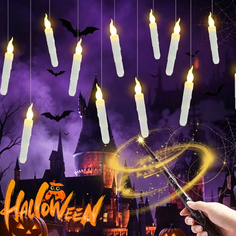 Smart Flameless LED Teardrop Floating Candle Remote Control for Home Indoor Decor Birthday Party Halloween Christmas Celebration