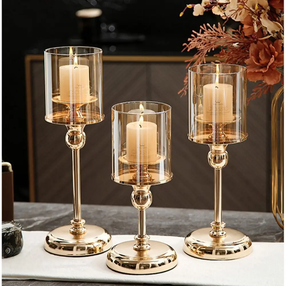 

Detachable Metal Glass Candle Holders Luxury Transparent Nordic Glass Candle Stand Table Ornaments Stable