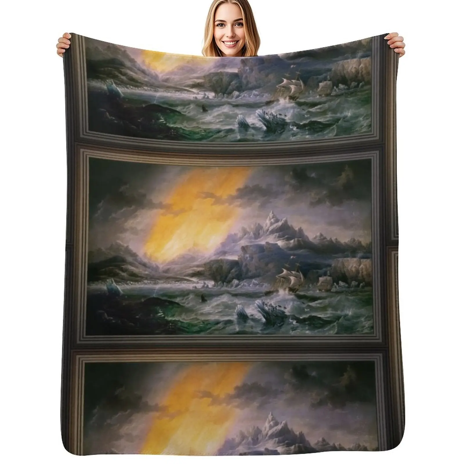 

HMS Erebus and Terror in the Antarctic by James Wilson Carmichael Throw Blanket funny gift Thin Plaid on the sofa Blankets
