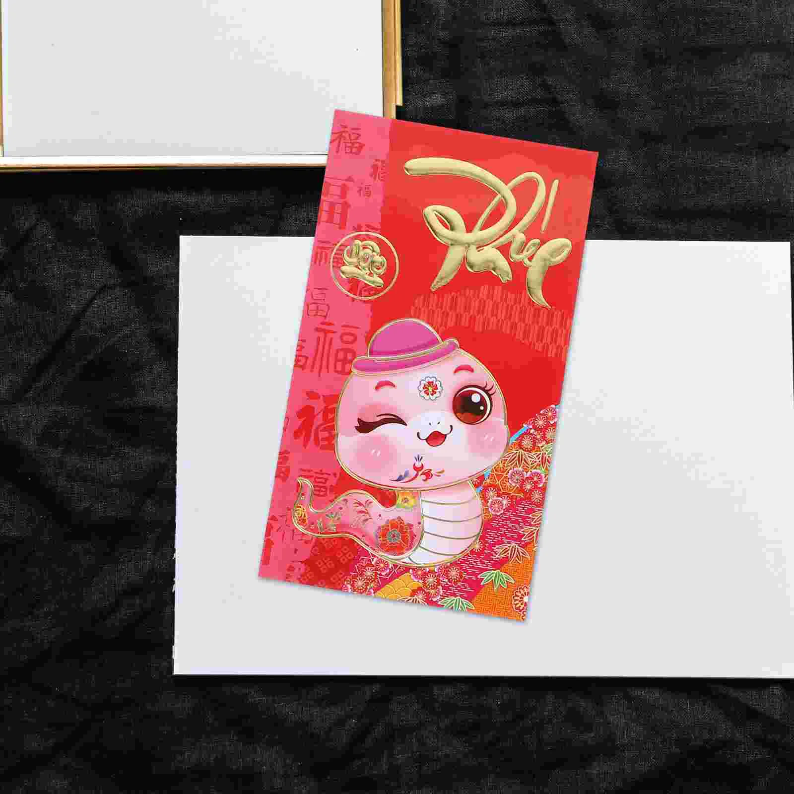 30 Pcs Year of The Snake Spring Festival Red Envelope Chinese New for Zodiac 2025 Large Packet Paper Lucky Money Fortune Cards