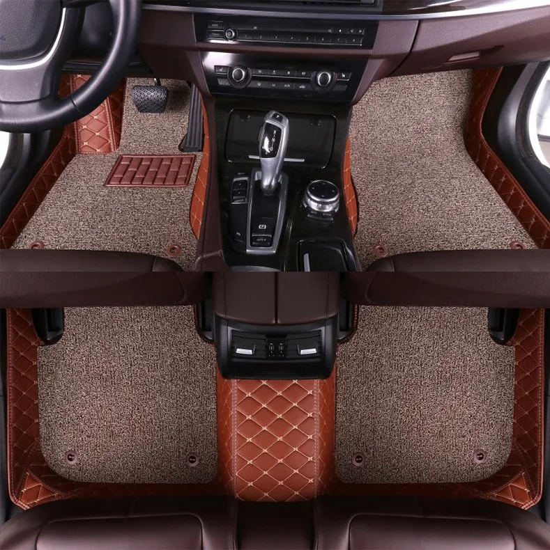 Double Layer Luxury  Customized Leather Car Floor Carpet Mat for /x5  /camry 30 /accent/accord/auris