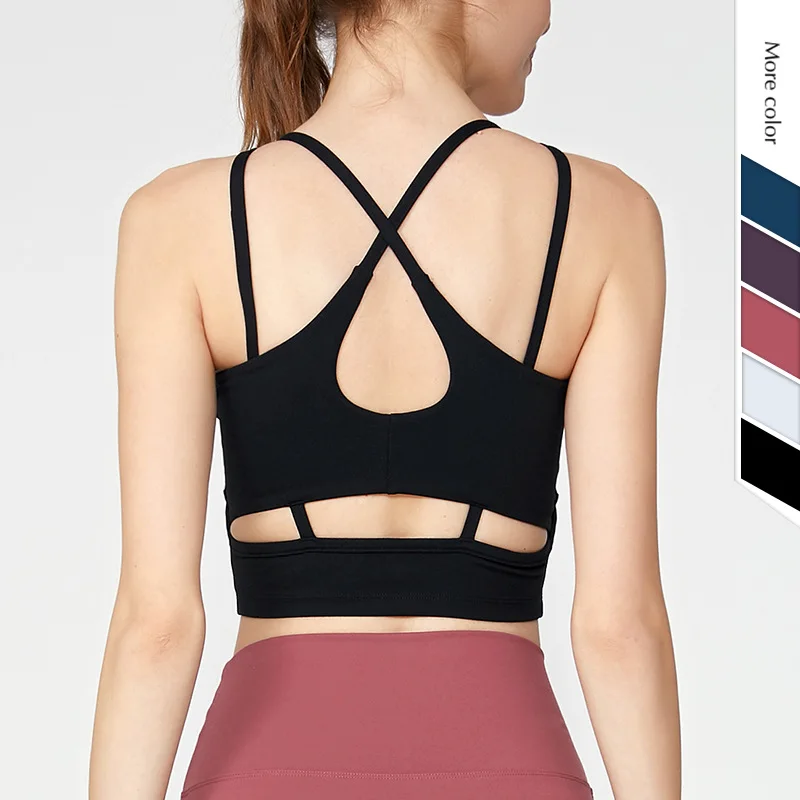 Soutien-gorge de sport respirant à col en U pour femme, dos sans couture, absorbant les chocs, rassemblement, émail de yoga, nouveau