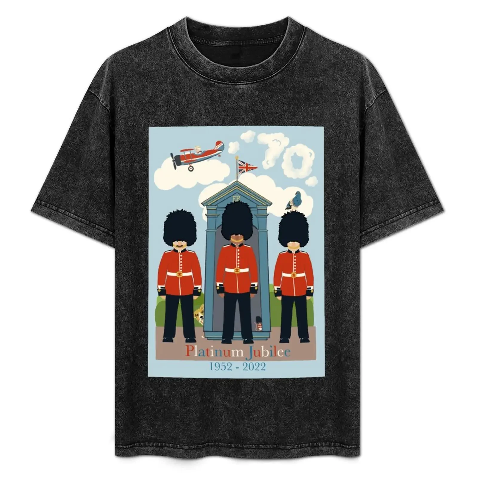 

Memorial of the Queen’s Platinum Royal Jubilee Celebration with corgis, horse guards and the Queen flying her plane T-Shirt