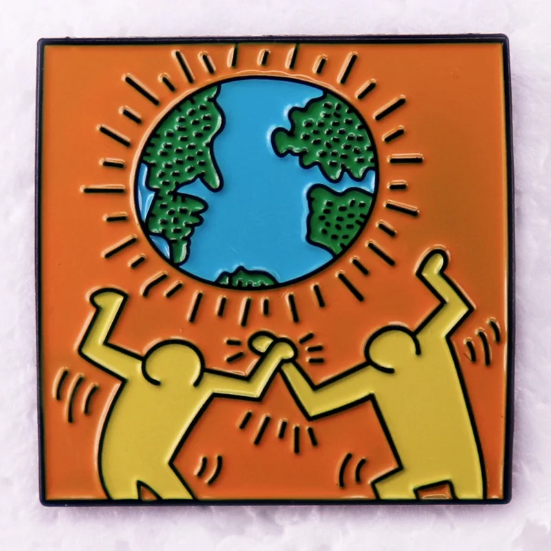 Artista arte pintura SAVE EARTH WORLD esmalte Pin broche joyería coleccionables