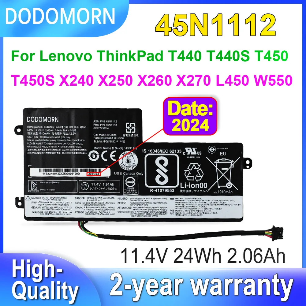 

DODOMORN 45N1112 45N1113 Laptop Battery For Lenovo ThinkPad T440 T450 T440S T450S X240 X250 X260 X270 L450 L450S W550 11.4V 24Wh