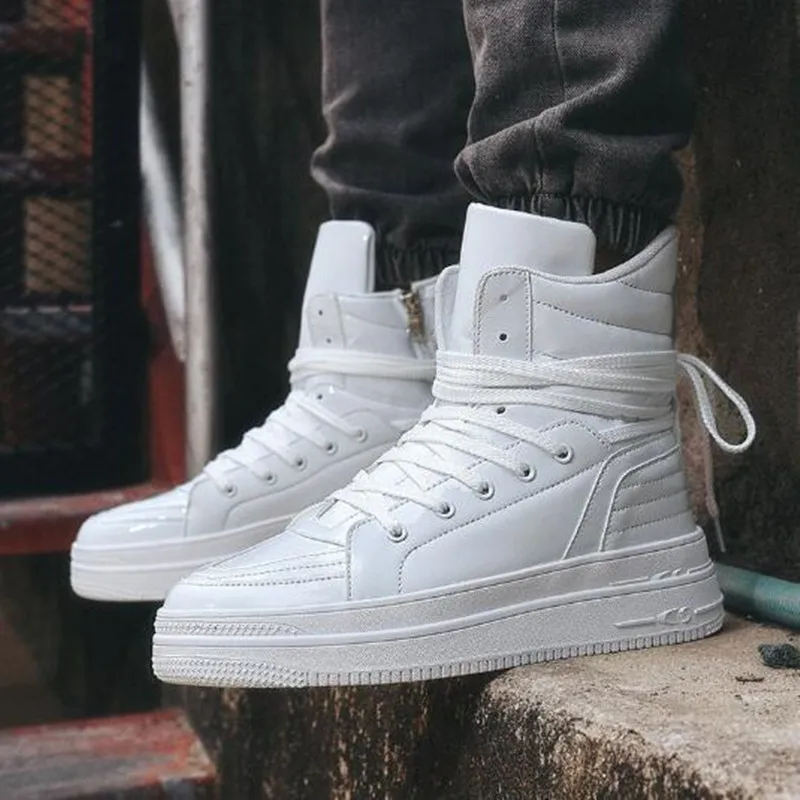 مصمم عالية أعلى الرجال حذاء من الجلد الفاخرة رجل دراجة نارية الأحذية النمط البريطاني حذاء كاجوال العلامة التجارية الدانتيل متابعة حذاء رجالي بوتاس Hombre #4