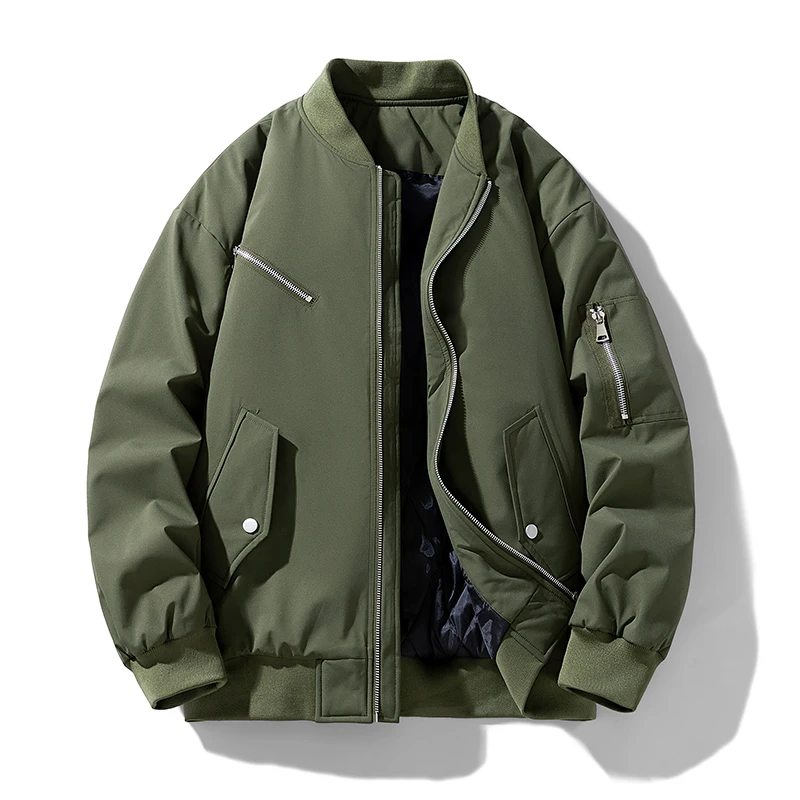 

Осенне-зимние теплые куртки мужские с воротником-стойкой повседневная верхняя одежда мужская однотонная молния свободная куртка-бомбер шикарная уличная одежда размера плюс 8XL