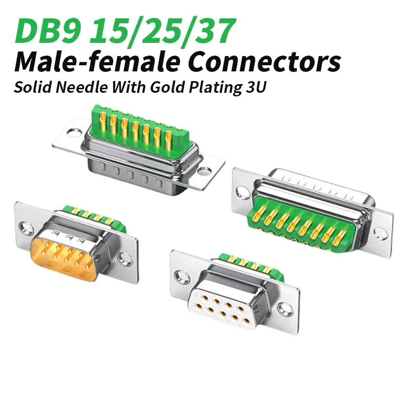 Gold-plated DB9 DB15 DB25 DB37 Connector 9/15/25Pin Female Male Serial Port Head Shell Industrial Grade RS232/485 PLC Port Plug