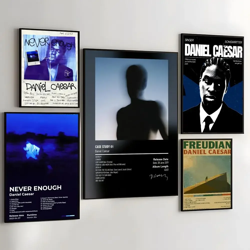 D-Daniel Caesar Music Album Painting Calligraphy Self Adhesive Wall Art Waterproof Print For Bedroom Hallway Home Decor