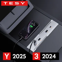 For Tesla Model Y Juniper 2025 Launch Model 3 Highland 2024 65W Expansion Dock Central Control Charging Shunt USB HUB Extender