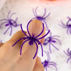 20/40Pcs Halloween Plastic Mini Colorful Spider Rings for Kids Party Halloween Prank Props Decoration Kid Toys Accessories Rings