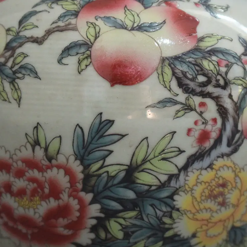 Chinese porcelain Color Hand Painted flowers Peach jar pots Pen wash decoration