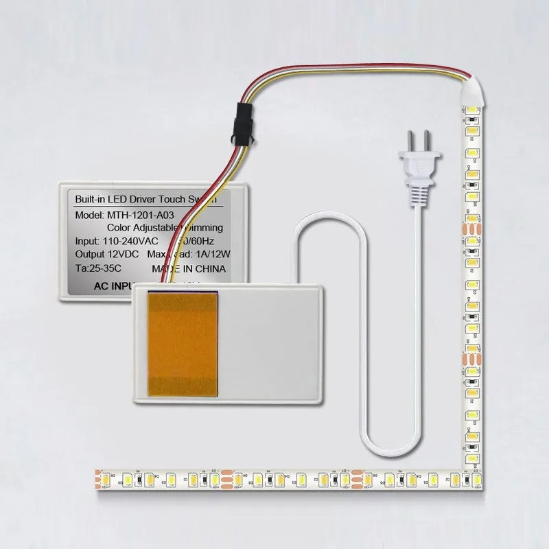 12V LED Smart-Spiegel Touch-Schalter-Set Geeignet für Badezimmerspiegel Schminkspiegel Licht Helligkeit Einstellbar