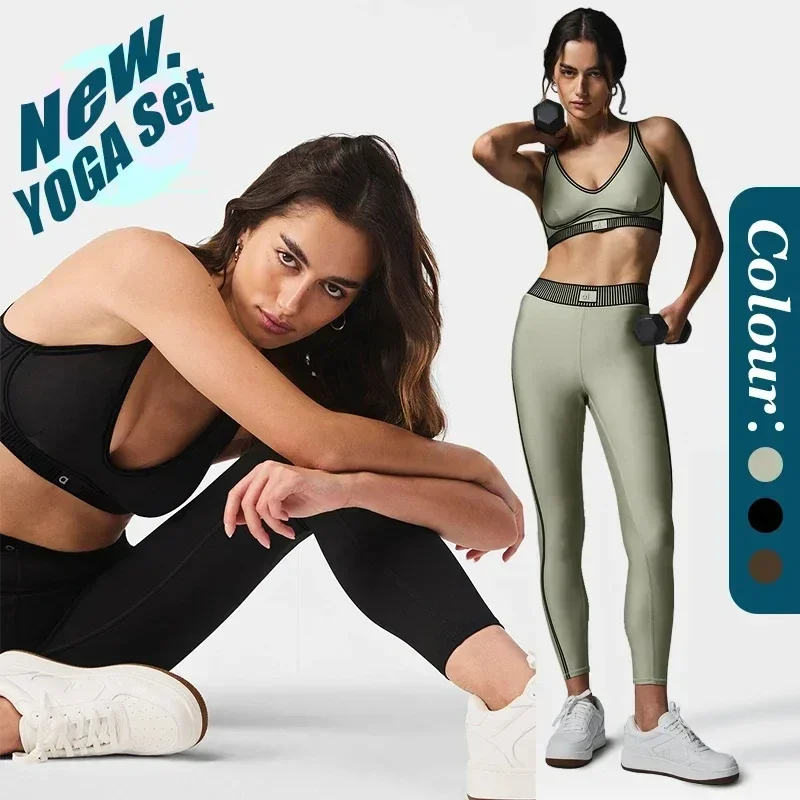 New Goddess Yoga Set Airlift Line Up Bra Bra with Pads Women's Airlift High-Waist 7/8 Line Up Legging Sexy  Fitness Exercise