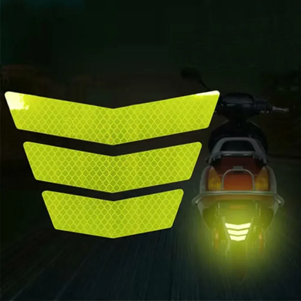 3pcs Motorcycle Stickers Tail Fender Racing Bumper Decal Adhesive Tape Reflective Warning Trapezoidal Arrow for Car Truck Bike