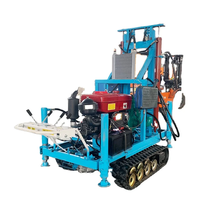 Small Crawler Water Well Drilling Rig Hydraulic Diesel Borehole Drill Machine 120m Deep Farm Irrigation Water Drilling Equipment