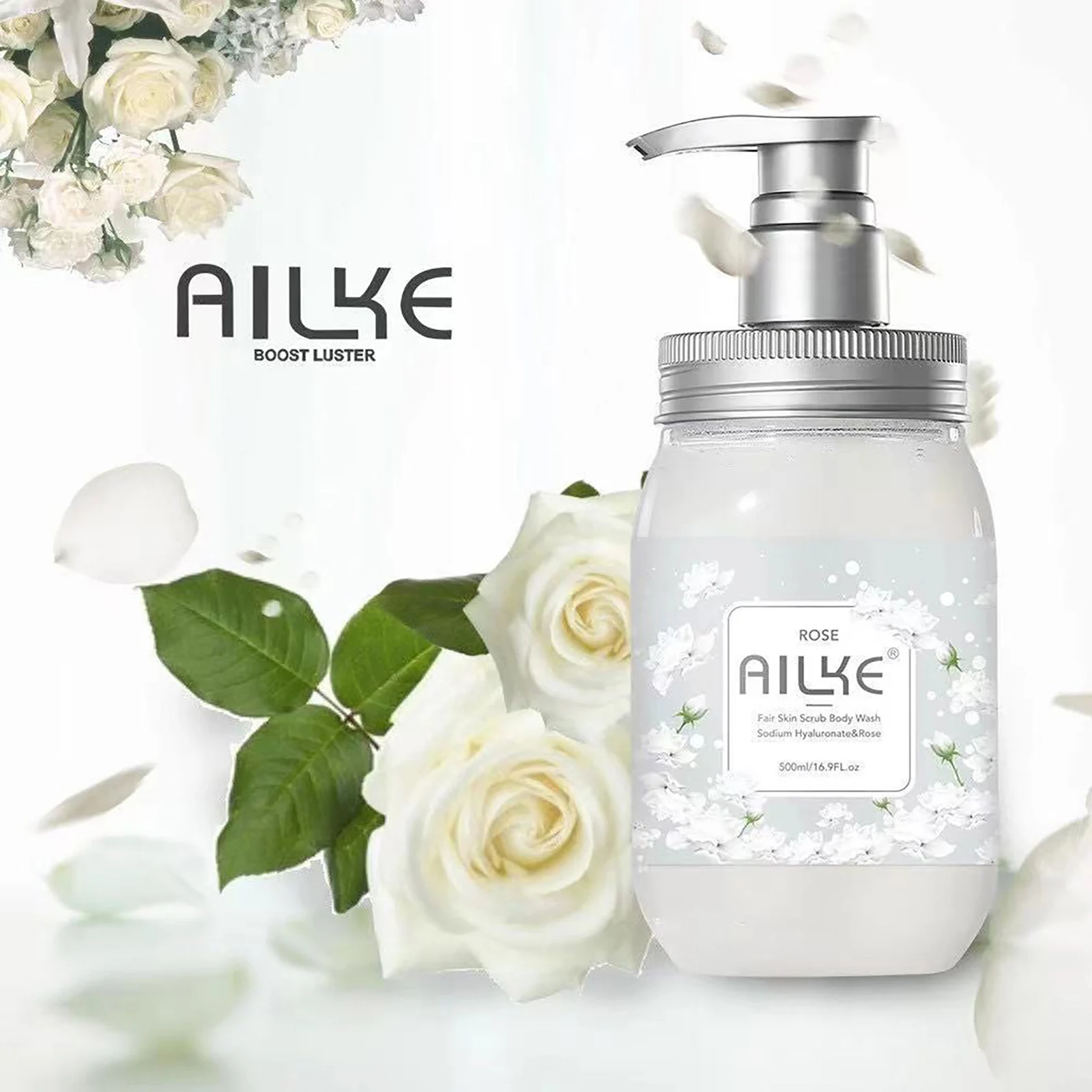 AILKE Natural Sakura Body Wash, Deep Clean Skin, Lightening, Moisturize, Nourish, Smooth Soft Skin, For All Skin Types, 500ml