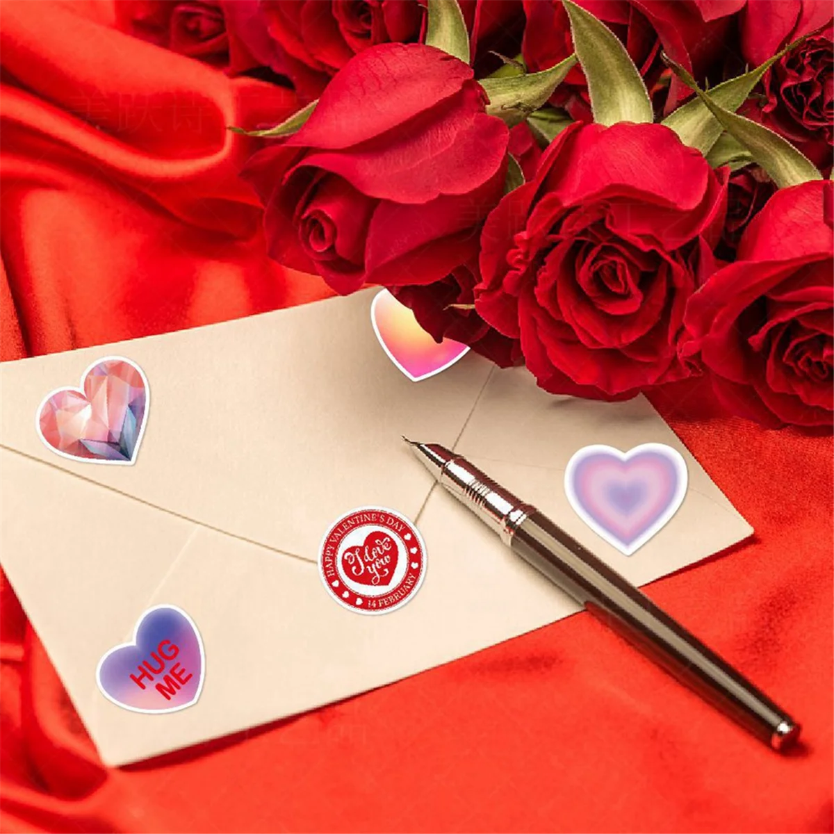 발렌타인 데이 파티 장식 스티커, 발렌타인 데이 휴일 봉투 선물, 사랑 스티커, 4 팩