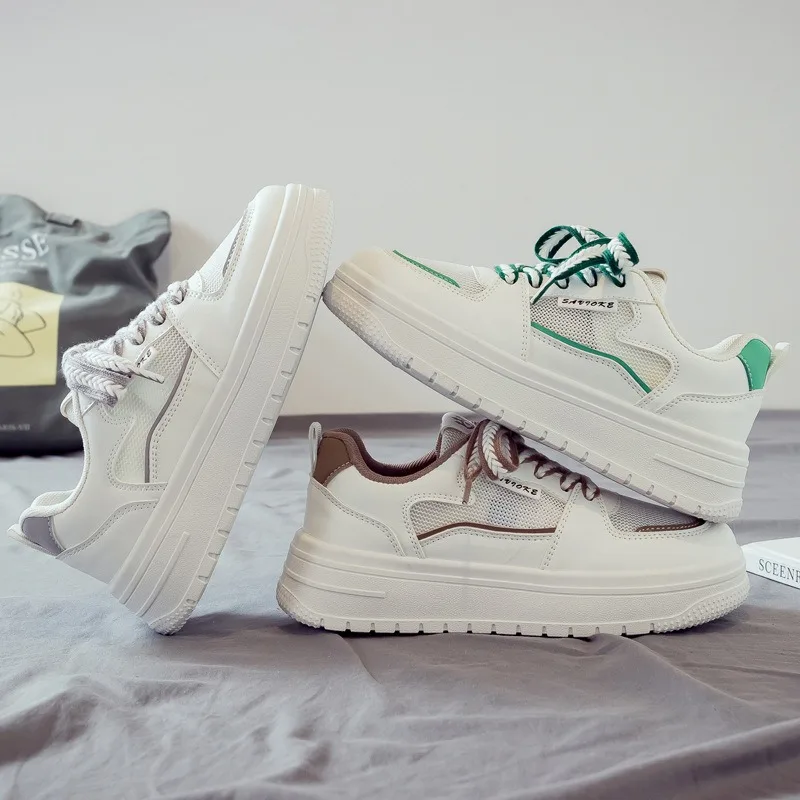 2026 New Summer Fashion Walking Shoes Women's Mesh Breathable Little White Shoes Versatile Platform Casual Sports Board Shoes