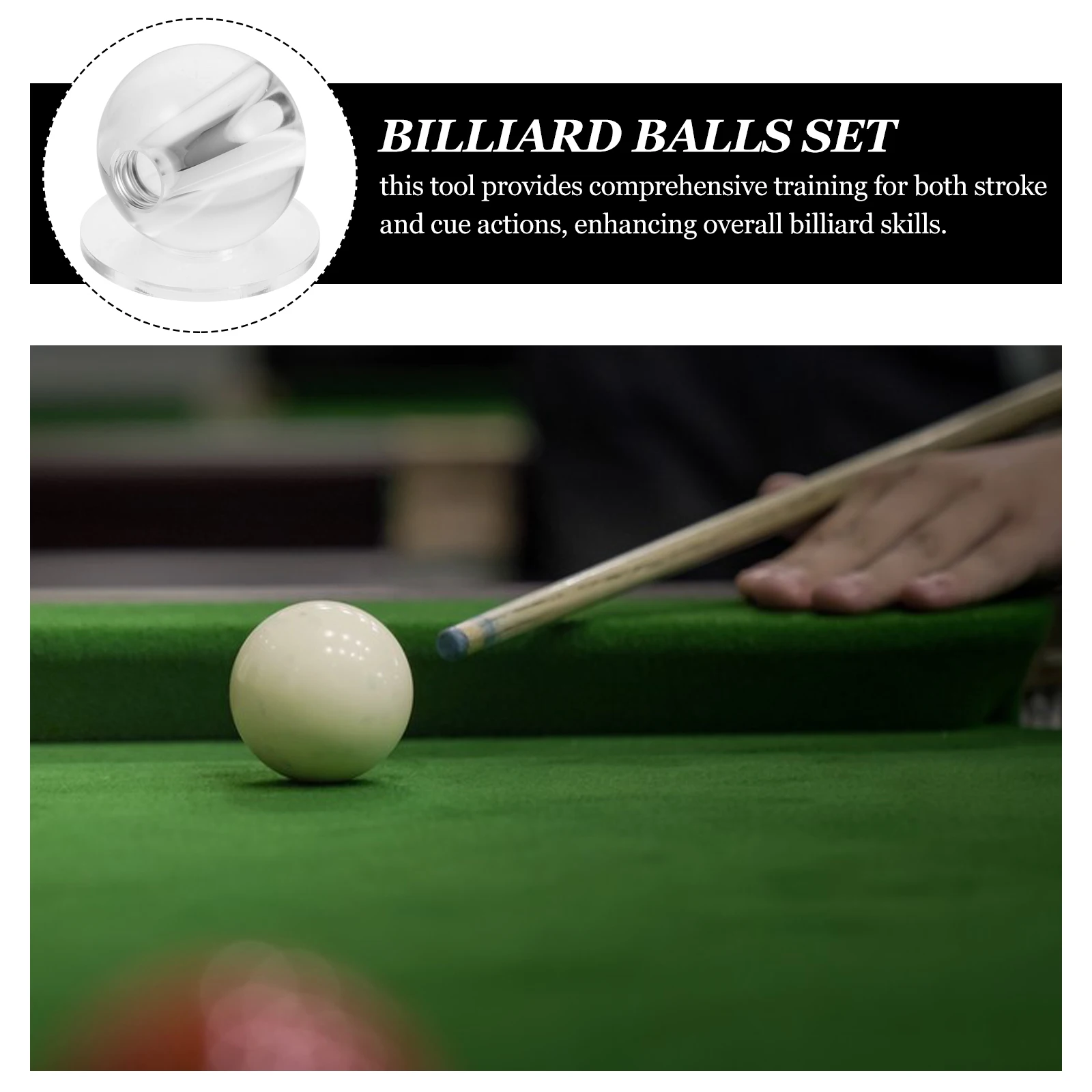 Bola de treinamento de bilhar leve transparente cue bola buraco bilhar vara exercitador de curso cue ferramenta de treinamento de precisão