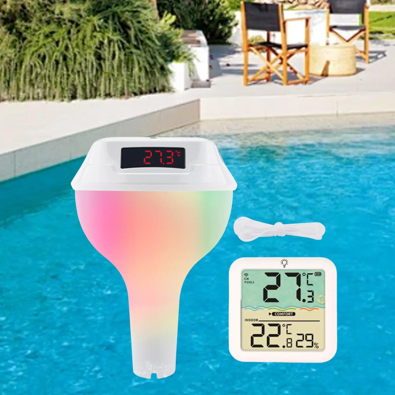 

Solar Pool Thermometer Weather Resistant Wireless Floating Pool Thermometer for SPA Whirlpool Fish Pond Shower Paddling Pool