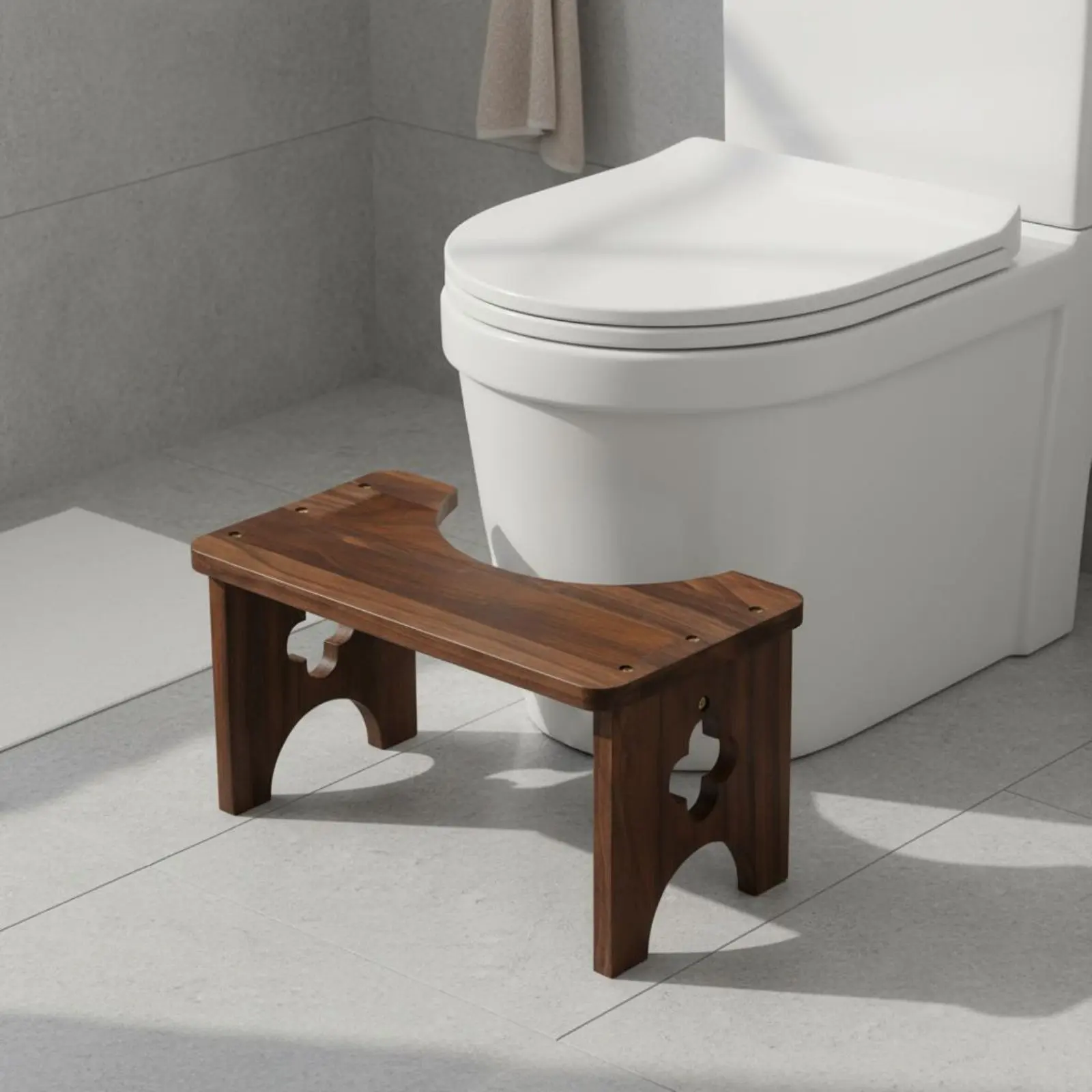 

Toilet Stool Sturdy Sturdy Wood Toilet Pedal Bathroom Footrest Long-Lasting Bathroom Foot Rest Ergonomic Design for Women