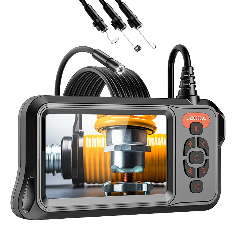 4.3'' Screen Endoscope Camera Car Inspection Borescope 8MM Probe with 8 LEDs 1M-30M Cable Waterproof Plumbing Camera 2600mAh