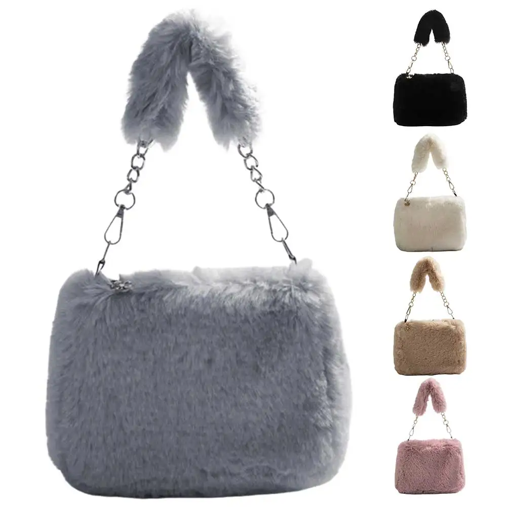 Women Fuzzy Crossbody Bag Casual Furry Satchel Bag Versatile Fluffy Shoulder Bag Soft Cute Fall Winter Female Purse