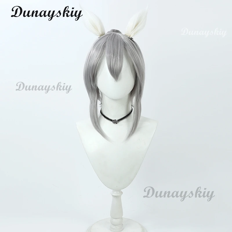 Tamamo Cross Anime Uma Musume Cosplay Wig Anime Game Role-playing Synthetic Grey Hair Halloween Party Costumes Props view 4