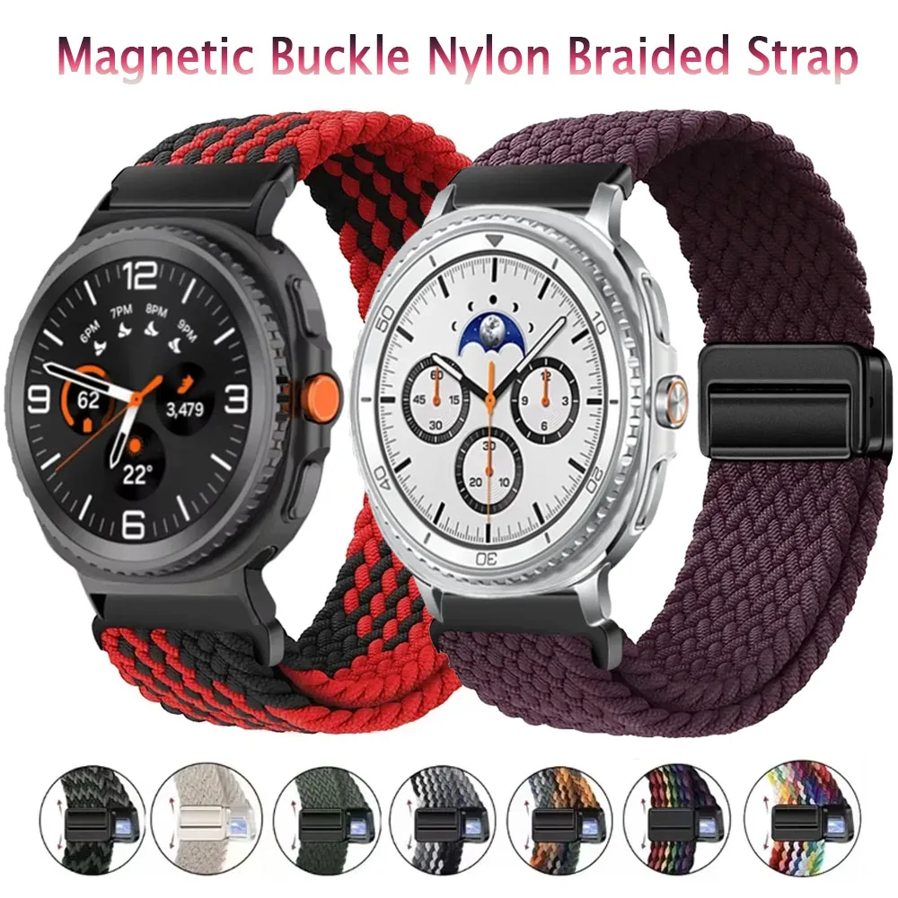 Geflochtenes Nylonarmband für Samsung Galaxy Watch Ultra 2025 47 mm Magnetverschluss-Armband Galaxy Watch 8 44 mm 40 mm 8Classic 46 mm Band
