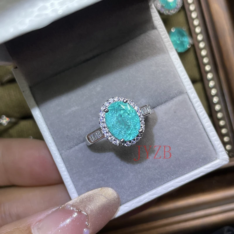 100% Paraiba Tourmaline Neon Blue Beautiful Lake Blue Sterling Silver Ring 6ct, Stunning Under Natural Light
