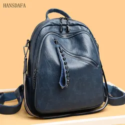 Hot Fashion Women Leather Backpack Large Capacity Female Shoulder Bag Ladies Casual School Travel Bag for Teenage Girls Mochilas