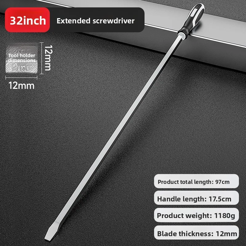 32 Inch 97cm Long Strike‑Through Slotted Screwdriver Heavy‑Duty Pry Bar Flat‑Tip Automotive Maintenance Hand