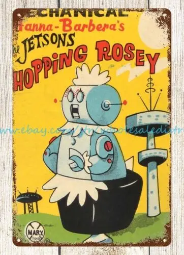 Finn WIND-UP JETSONS HOPPING ROSEY ROBOT TOY, sign de hojalata, diseños de oficina