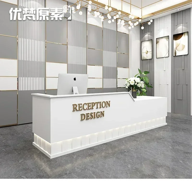 Minimalist modern beauty salon company front desk reception desk clothing store cash register baking paint