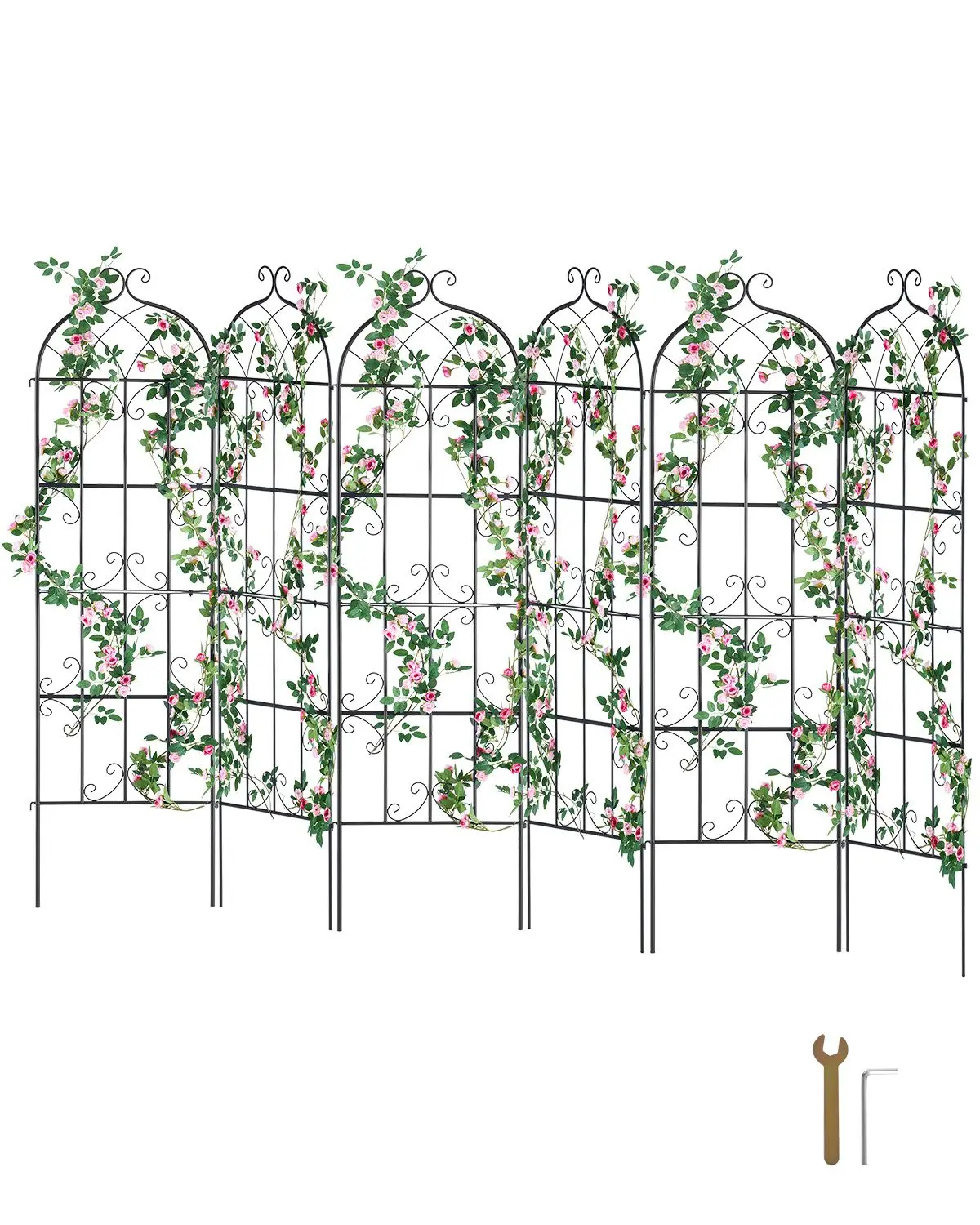 Garden Trellis for Climbing Plants, 71 x 20 in, 6 Packs Rustproof Metal Garden Flower Trellis, Outdoor Climbing Rose Trellis Cuc