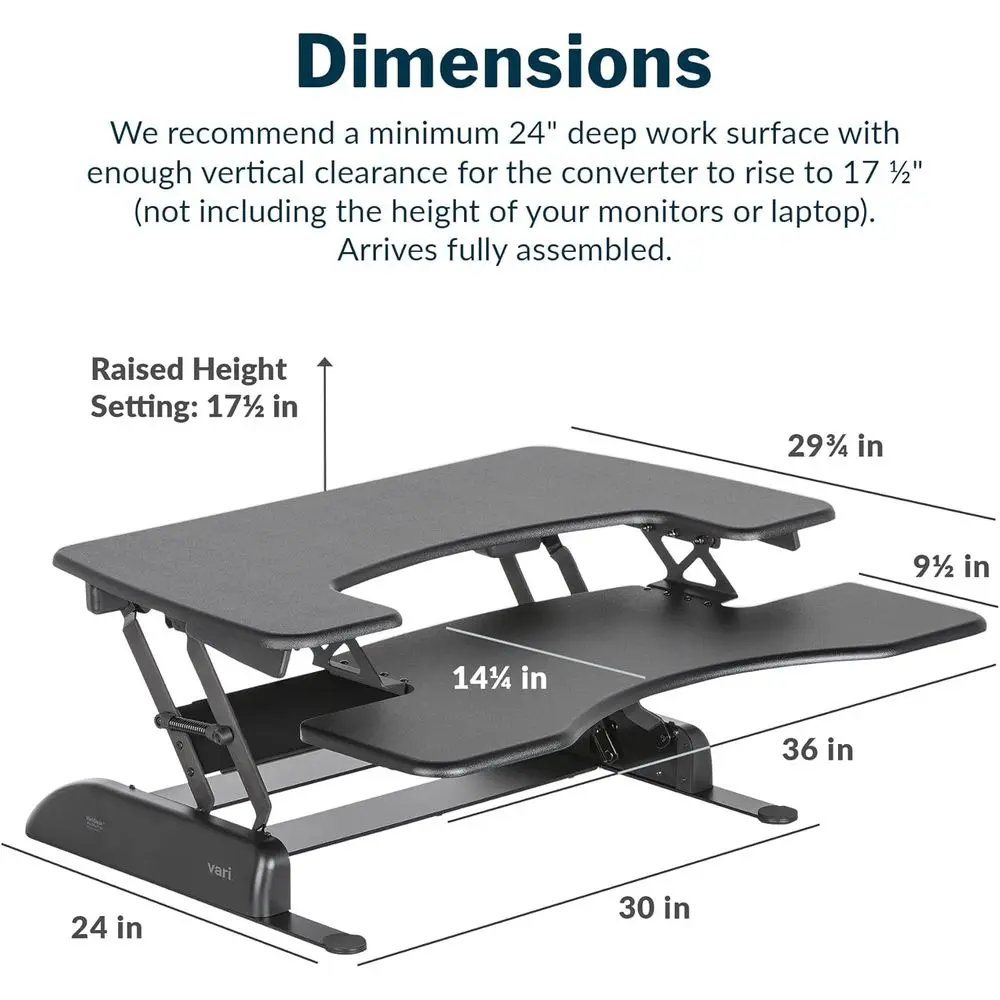Adjustable Dual Monitor Standing Desk Converter with 11 Height Settings - Black Desk Riser for Home Office