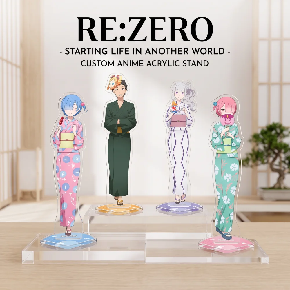 Re Zero Starting Life In Another World Acrylic Stand Keychain Rem Natsuki Subaru Emilia Desktop Decor