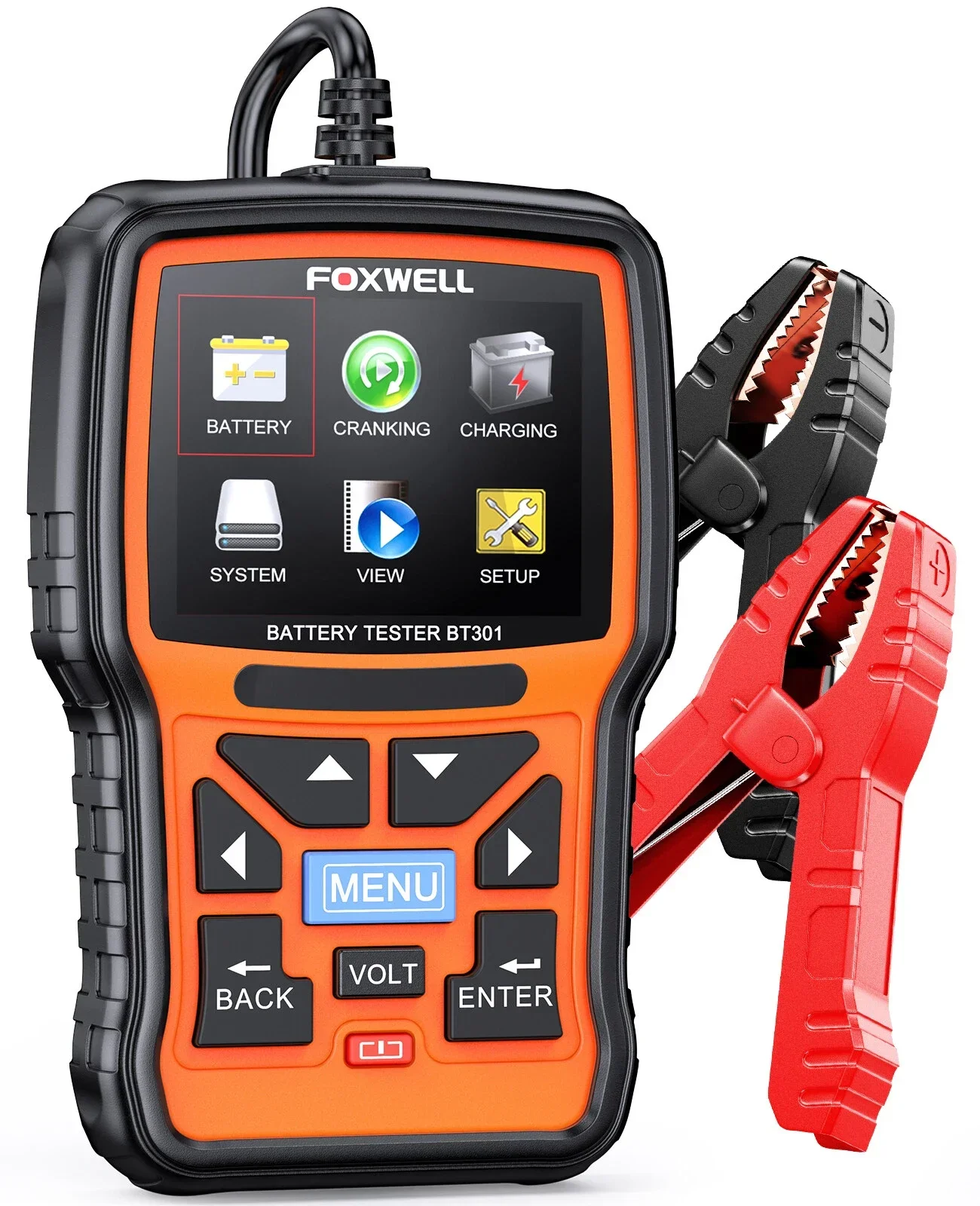 FOXWELL BT301 Probador de Baterías, Analizador de Sistema de Carga y Descarga, Herramienta de Diagnóstico para Baterías Automotrices de 12V, Probador Digital de Baterías