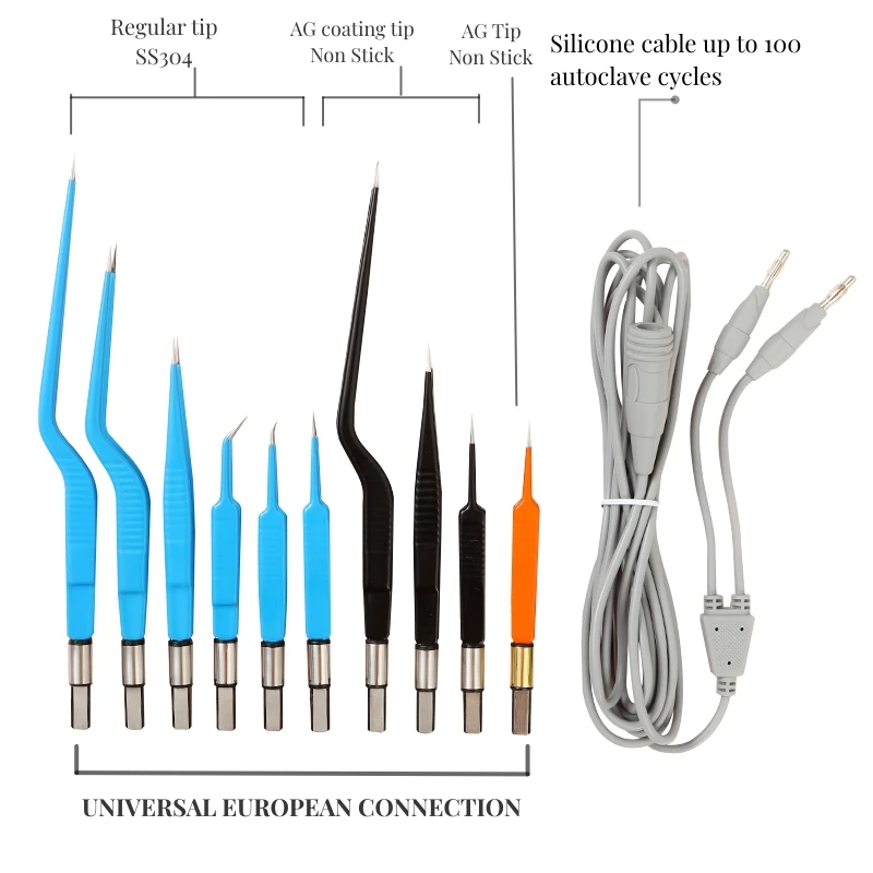 Autoclavable High Frequency Electrosurgical Bipolar Coagulation Forceps with Silicone Cable for Plastic Surgery