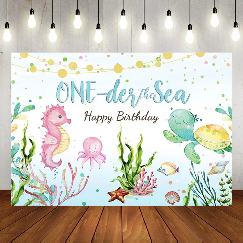 

Happy 1st Birthday Blue Newborn Photography Backdrop First Birthday Background Banner Poster Decoration Party Baby Shower Happy