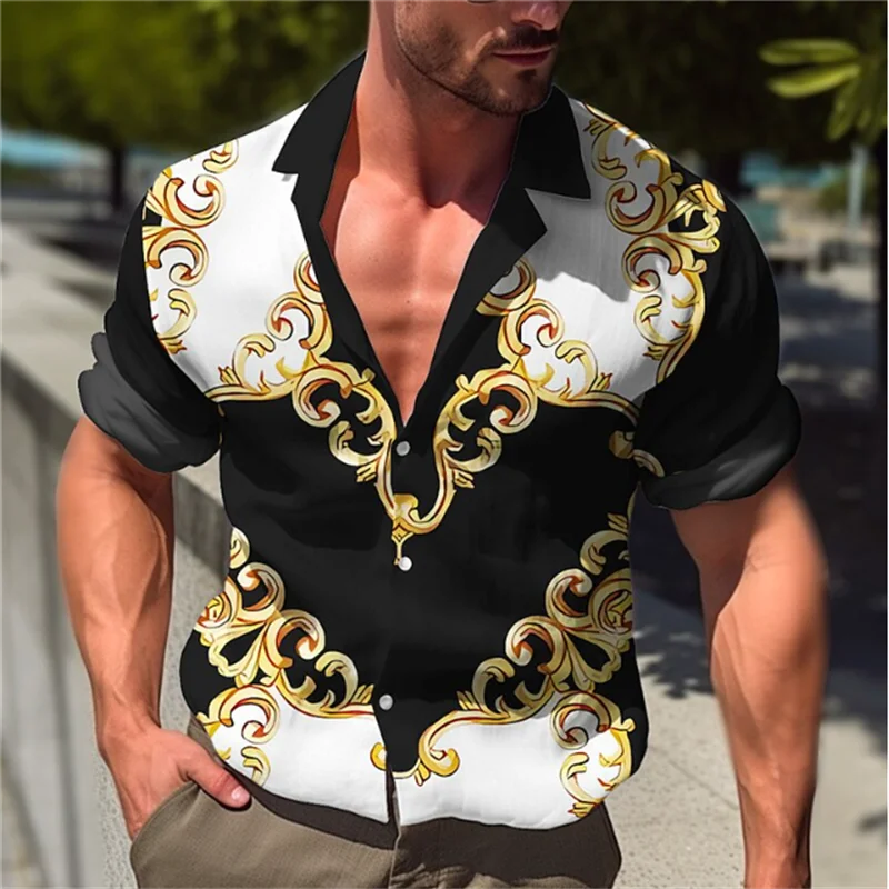 2023 Men's Long Sleeve Button Shirt Fashion Luxury New Designer Design Apparel Music Flower HD Pattern Soft and Comfortable