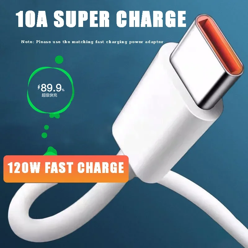 

120W USB to Type C Cable 10A Fast Charging Cable Type C High Speed for Huawei Xiaomi Samsung Charger Mobile Phones Accessories