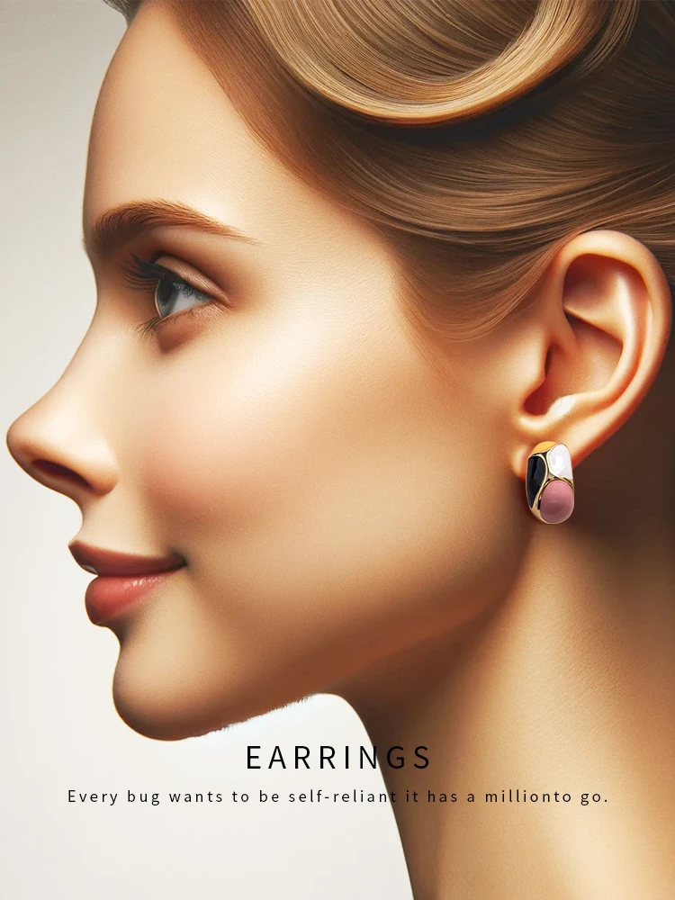 Sumni Bohemian Style  Enamel Drip Glaze Earrings White Enhancing Patchwork 18K Gold Plated Alloy Fashion Jewelry